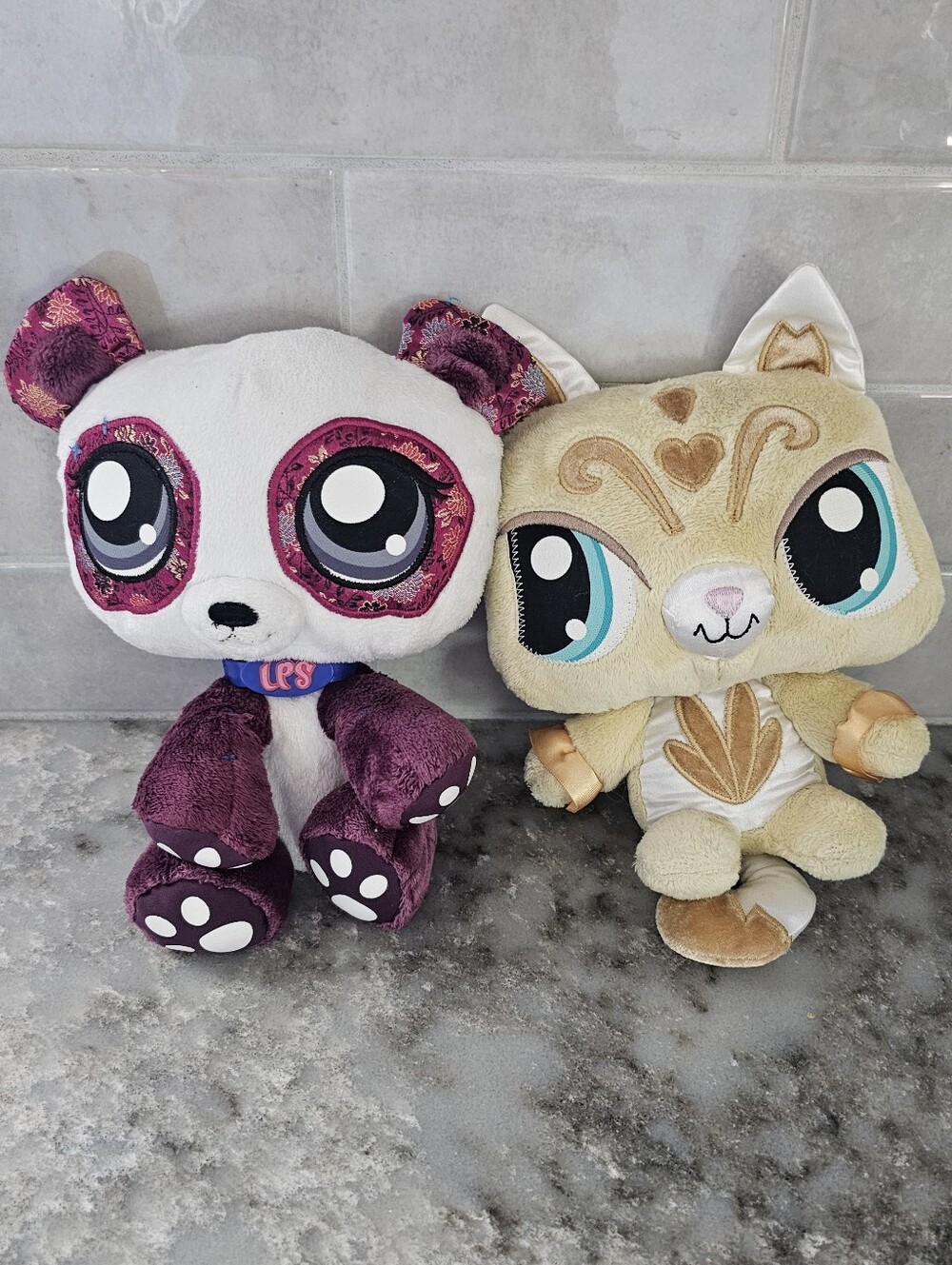 Vintage Littlest Pet Shop Plush Lot 2007 Panda Bear 2008 Sassiest Kitty Cat Toy